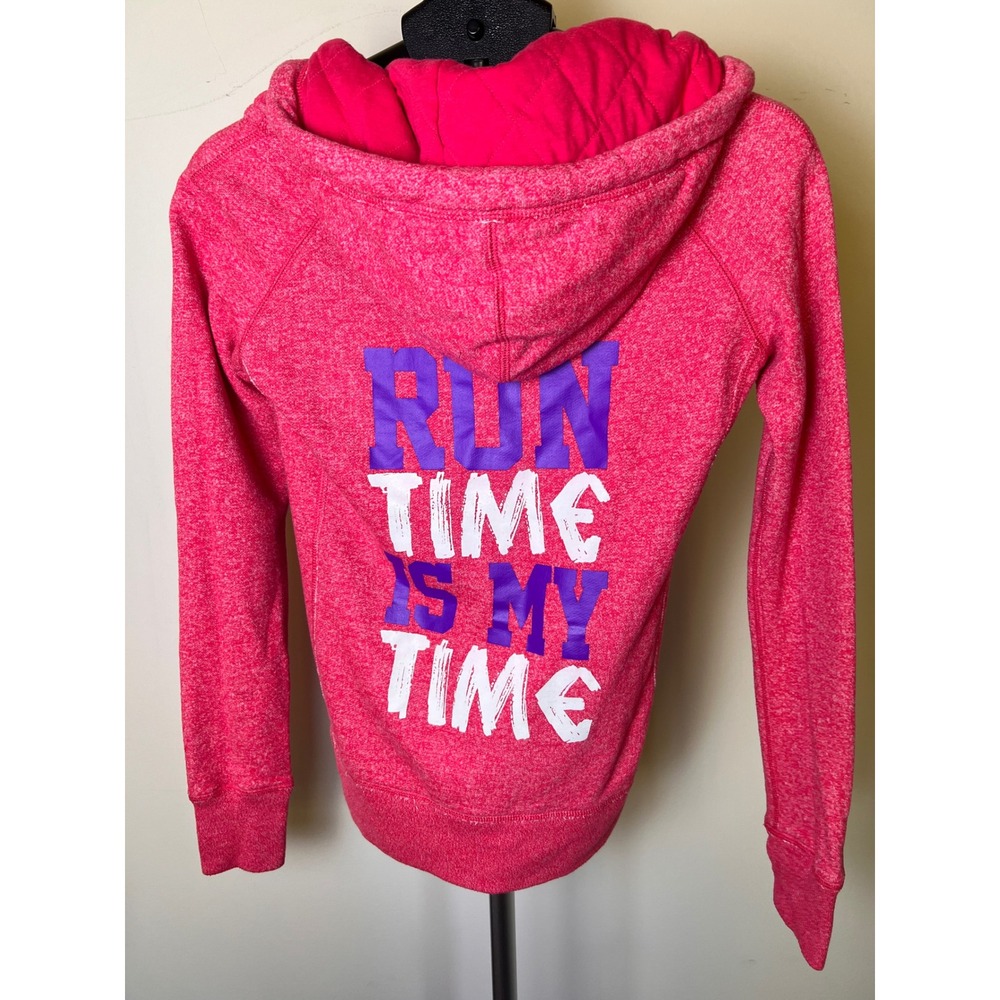 Lorna Jane Hoodie Women XS Pink Excellent Run Time Is My Time Activewear Gym